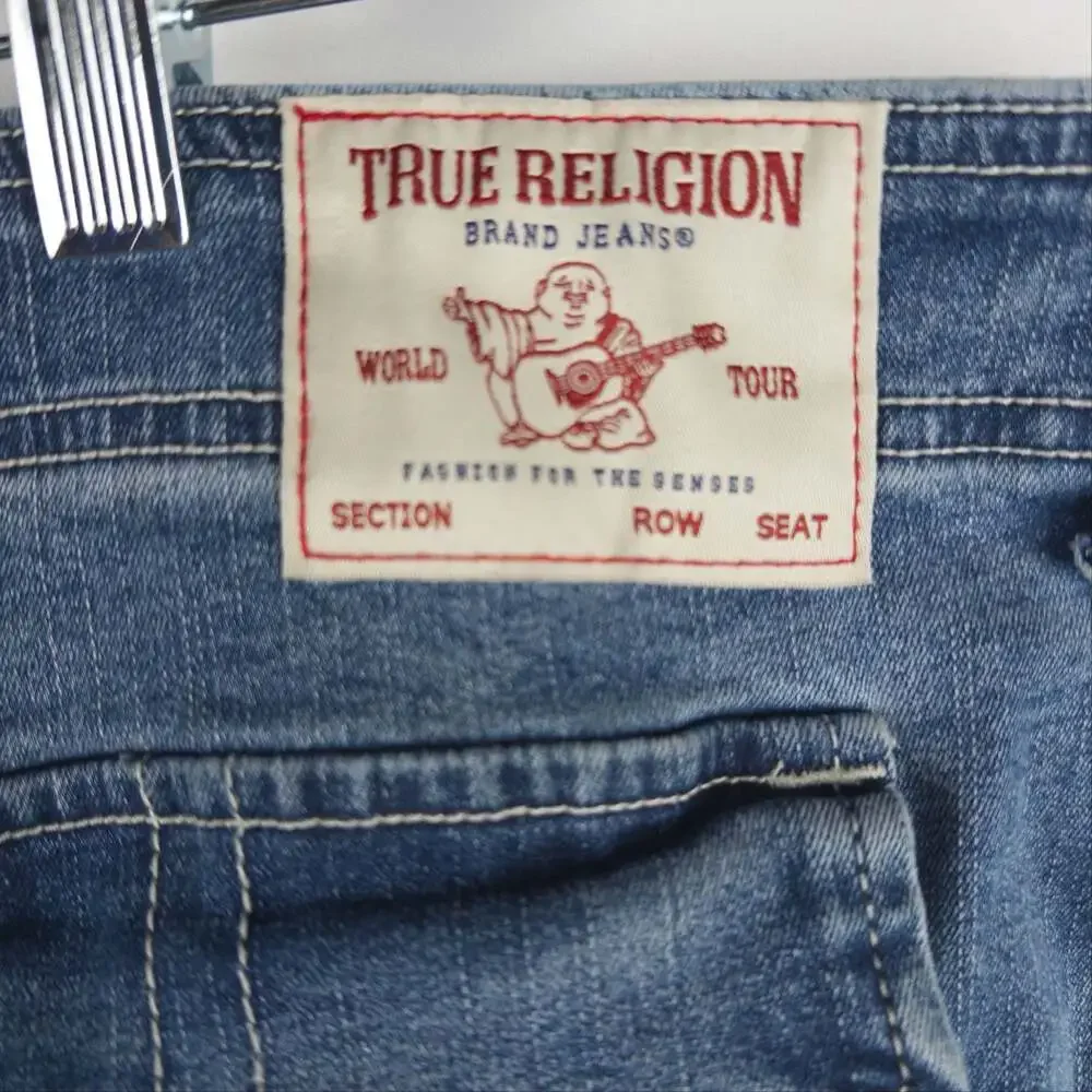 True Religion Brand Jeans Cargo Straight Leg Blue Denim Pants Size 31